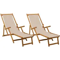 Syfax Klappbare Sonnenliege 2 pcs 3 Position Massives Eukalyptus Holz