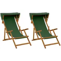 Syfax Liegestuhl 2 pcs 3 Position Massives Eukalyptus Holz Grün