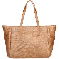 Gave Lux Damen-Schultertasche Echtleder Krokodilprägung Marineblau Blu Navy UNICA 37x23x10 cm