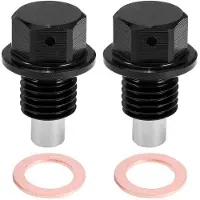 OEM Magnetische Olieaftapplugsatz - Set aus 2 - Aluminiumlegierung - mit Packungen - schwarz - Ersatz für alte Plugs - Abflussdrehknopf