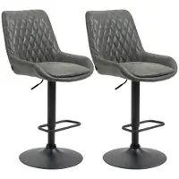 BellaFurn 2 verstellbare Barhocker – Kunstleder | Farbe: Dunkelgrau | Abmessungen: 59x51x97-117 cm
