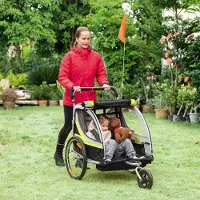 BellaFurn 2-in-1 Fahrradanhänger für Kinder – Fahrradanhänger | Farbe: Gelb/Schwarz | Abmessungen: 75x142x101 cm