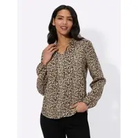 Sieh an! Langarm-Bluse in beige-schwarz-bedruckt | Gr.: 40