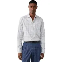 Hackett London für Herren. HM3010876 Blaues Hemd Three Col Tattersall (L), Weiß, Lässig, Baumwolle, Klassisch, Langarm