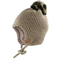 Maximo - Boy's Inkamütze m. Pompon u. Band - Mütze Gr 45-47 cm beige