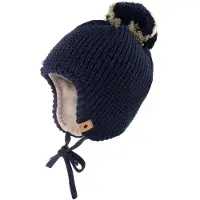 Maximo - Boy's Inkamütze m. Pompon u. Band - Mütze Gr 45-47 cm blau