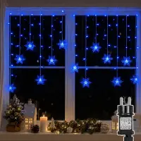 Lapamax 1,8M LED Lichterkette Schneeflocke Lichtervorhang Wasserdicht 8 Lichtmodi Innen Garten Weihnachten Deko, Blau