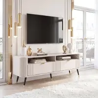 Idohome - TV-Schrank AURA auf Füßen mit geriffelter Front 138x53x40 cm, Farbe: Kaschmir