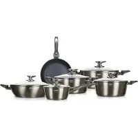 Banquet BANKETT-Set Geschirr mit Antihaft-Oberfläche METALLISCH PLATIN, 11 St.