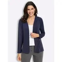Lady Shirtjacke "Shirtjacke", Damen, Gr. 54, blau (marine), 95% Polyester, 5% Elasthan, unifarben, V-Ausschnitt, Shirts Shirtjacke