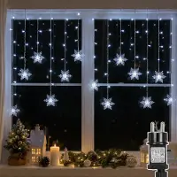 Lapamax 1,8M LED Lichterkette Schneeflocke Lichtervorhang Wasserdicht 8 Lichtmodi Innen Garten Weihnachten Deko, Weiß