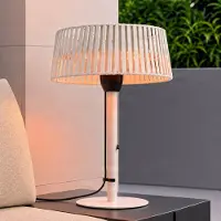 LUCANDE Tisch-Heizstrahler Pyravo, beige, Alu, 70 cm, IP44 Pyravo, creme / amber, Aluminium, Modern