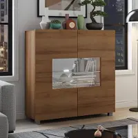Ravio Kommode Amanda Geld Eiche Matt mit Weißer LED – 100x107 cm Sideboard