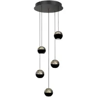 Steinhauer 5-Licht Vide Pendellampe Belluno LED – Schwarz mit Glas