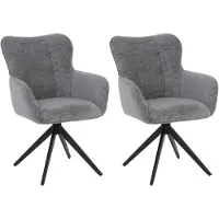 Mendler 2er-Set Esszimmerstuhl HWC-Q35, Stuhl Armlehne drehbar Auto-Return, Stoff Chenille (680g/m2) Metall