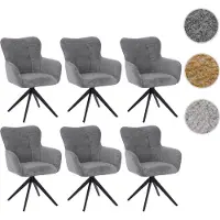 Mendler 6er-Set Esszimmerstuhl HWC-Q35, Stuhl Armlehne drehbar Auto-Return, Stoff Chenille (680g/m2) Metall
