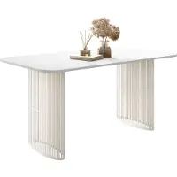 Mirjan 24 Tisch Arcadia, Esszimmer Tisch, Beine aus Stahl (Farbe: Cashmere / Arktisches Weiß)