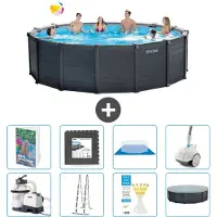 Intex Graphite Panel Pool Rund - 478x124 cm - 7-teilig S610