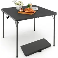 KOMFOTTEU Klapptisch für Camping, Picknick, tragbar, platzsparend, mit Tragegurten, aus HDPE mit und Stahl, für Grill, Garten, Outdoor, Belastung 100 kg (grau)