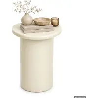 Akord Runder Couchtisch MONO 30 cm Creme mit zylindrischem Sockel