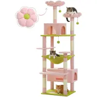 StarTech.com Katzenkratzbaum Kletterbaum - XL Kratzbaum 184 cm - 5 Ebenen - Kratzsäulen & Brett - Hängematte & Höhle - Obere Liegefläche & Spielbälle - Rosa