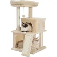 StarTech.com Kletterbaum für Wohnungskatzen - Kratzbaum AMT0140BG-LF - 4 Ebenen - 2 Höhlen - Sisal Kratzsäulen - Höhe 104 cm - Größe L