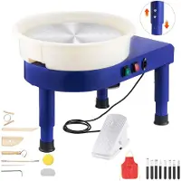 StarTech.com Töpferscheibe - Elektrische Keramik Drehscheibe - 450 W Motor - 35 cm Drehteller - Drehzahl 60–300 U/min mit Fußpedal - Abnehmbares Becken - Verstellbarer Standfuß - Blau