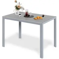 StarTech.com Gartentisch - Outdoor Esstisch - Rechteckig 110x70x73 cm - WPC Tischplatte - Metallgestell - Witterungsbeständig - Moderner Stil - Grau