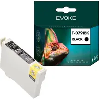 Evoke kompatible Tinte für Epson C13T07914010 T0791 Schwarz 18 ml 760 Seiten Stylus Photo PX650 660 700W 710W 720WD 730WD 800FW 810FW 820FWD 830FWD