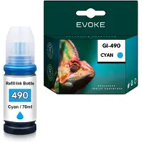 Evoke Cartus Canon-Druckertinte GI490C cyan, 70 ml, 7000 Seiten, GI-490C, kompatibel mit Pixma G1400, G1411, G2400, G2411, G3400, G3411