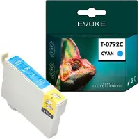 Evoke kompatible Tinte für Epson C13T07924010 T0792 Cyan 18 ml 760 Seiten Stylus Photo PX650 660 700W 710W 720WD 730WD 800FW 810FW 820FWD 830FWD