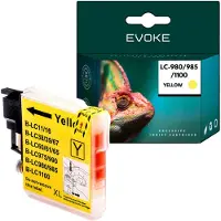 Evoke kompatible Tinte für Brother LC-980 LC980 LC-985 LC985 LC-1100 LC1100 LC980Y LC985Y LC1100Y Gelb 12 ml 280 Seiten DCP-J125 J140W J315W J415 J515; MFC-J410 J415 J415W