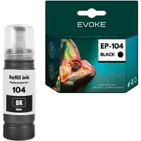 Evoke kompatible Tinte für Epson 104 T104 C13T00P140 Schwarz 70 ml 4840 Seiten EcoTank ET-1810 2710 2711 2712 2714 2715 2720 2721 2726 2810 2811 2812 2814 2815 2820 2821 2825 2826 4700 4800