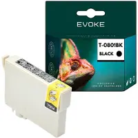 Evoke kompatible Tinte für Epson C13T08014010 T0801 Schwarz 15 ml 500 Seiten Stylus Photo P50 PX650 660 700W 710W 720WD 730WD 800FW 810FW 820FWD 830FWD; R265 285 360; RX560 585 685