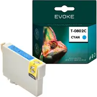 Evoke kompatible Tinte für Epson C13T08024010 T0802 Cyan 14 ml 470 Seiten Stylus Photo P50 PX650 660 700W 710W 720WD 730WD 800FW 810FW 820FWD 830FWD; R265 285 360; RX560 585 685