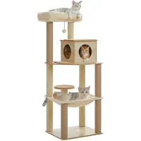 StarTech.com Kratzbaum für Katzen - XL Kletterbaum - 143 cm hoch - 5 Ebenen - Sisal-Kratzsäulen - Höhle, Hängematte und Aussichtsplattform