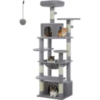 StarTech.com Katzenbaum 164 cm - Kratzbaum für Wohnungskatzen - 5 Etagen - Hängematten & große Höhlen - Für große Katzen geeignet - Grau