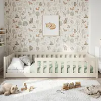 KIDS Collection Kinderbett Bodenbett 80x160 cm mit Rausfallschutz & Lattenrost Montessori Bett Bed Gitterbett Kinder Jugendbett Einzelbett | Baumwolle