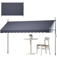 StarTech.com Klemmmarkise Balkonmarkise - 400 cm Breite - Höhenverstellbar - Mit Handkurbel - UPF 80+ Sonnenschutz - Für Terrasse Balkon Garten - Dunkelgrau