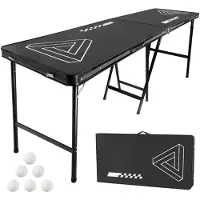 StarTech.com Bierpong Tisch - Klappbarer Beer-Pong-Tisch - Faltbar und Tragbar - Mit Tragegriffen - Inkl. 6 Tischtennisbällen - 2,4 x 0,6 x 0,9 m - Schwarz
