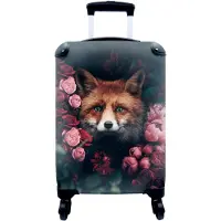 Markenlos Kleine Reisekoffer mit 4 Rollen - Fuchs - Blumen - Tiere - Handgepäckgröße < 55x40x23 & 55x40x20 cm - Kabinenkoffer