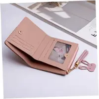 Markenlos Rosa Kurze Geldbörse für Damen – Multifunktionale Brieftasche mit Quaste und Reißverschluss