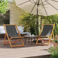 Markenlos 2 klappbare Strandstühle in Grau aus Stoff, Gartenmöbel, Gartensitzmöbel, Gartenstühle, 10.8 KG