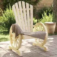 Markenlos 2 Adirondack-Gartenstühle aus massivem Tannenholz mit ergonomischer Sitzfläche, geneigter Rückenlehne und Armlehnen im Wagenrand-Look für Garten und Terrasse