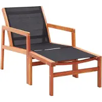 Markenlos Klappbarer Gartenstuhl mit Fußablage aus massivem Eukalyptusholz und atmungsaktivem Textilene, mit Armlehnen für Garten, Terrasse und Balkon