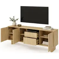 Dmora Kamani - TV-Schrank, 183x38x62h cm Eiche braun, 2 Schubladen