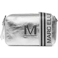 Marc Ellis Damen-Schultertasche echtes Leder Schwarz mit Reißverschluss und verstellbarem Riemen Black and Off Silver UNICA 20x12x8 cm