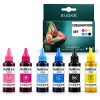 Evoke kompatible Sublimationstinte für Epson 6x CMYK:Schwarz,Cyan,Magenta,Gelb,Hellcyan,Hellmagenta 400 ml EcoTank and CISS