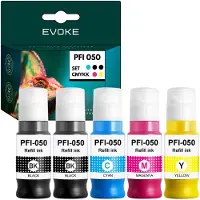 Evoke kompatible Tinte für Canon PFI-050 PFI050 set of 5 bottles:2x Schwarz+Cyan+Magenta+Gelb 350 ml 32500 Seiten imagePROGRAF TC-20 TC-20M
