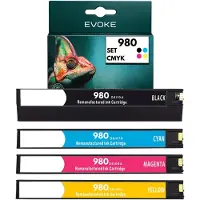 Evoke kompatible Tinte für HP 980 HP980 4x CMYK:Schwarz,Cyan,Magenta,Gelb 580 ml OfficeJet Enterprise Color X555 X555dn X555xh; MFP X585 X585dn X585f X585z